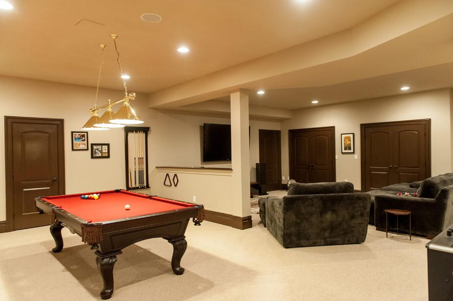 NJ finished basement with pool table